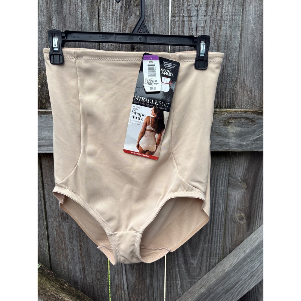 Miraclesuit Shape Away Hi Waist Brief Beige Extra Firm Control 2915 2XL NWT